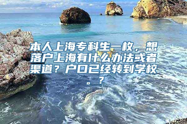 本人上海专科生一枚，想落户上海有什么办法或者渠道？户口已经转到学校。？