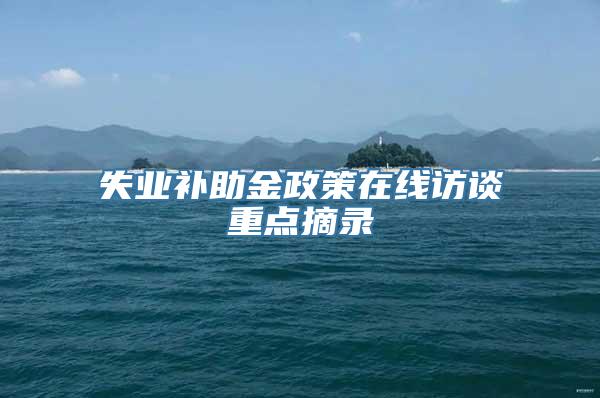 失业补助金政策在线访谈重点摘录