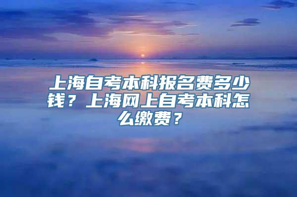 上海自考本科报名费多少钱？上海网上自考本科怎么缴费？