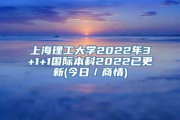 上海理工大学2022年3+1+1国际本科2022已更新(今日／商情)