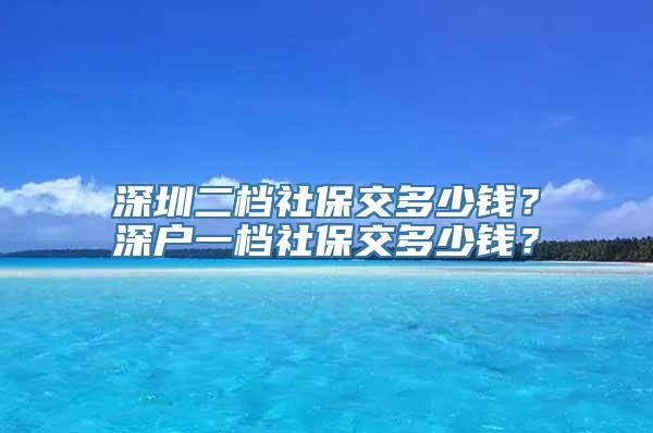 深圳二档社保交多少钱？深户一档社保交多少钱？