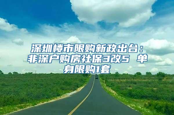 深圳楼市限购新政出台：非深户购房社保3改5 单身限购1套