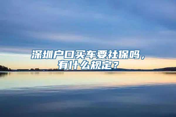 深圳户口买车要社保吗，有什么规定？