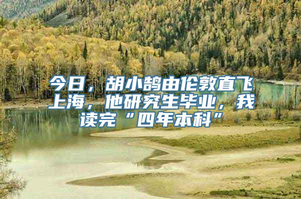 今日，胡小鹄由伦敦直飞上海，他研究生毕业，我读完“四年本科”