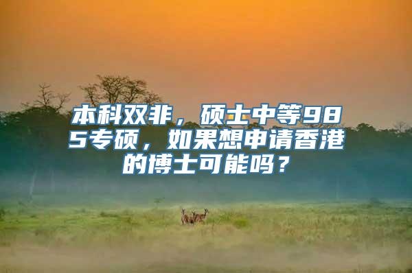 本科双非，硕士中等985专硕，如果想申请香港的博士可能吗？