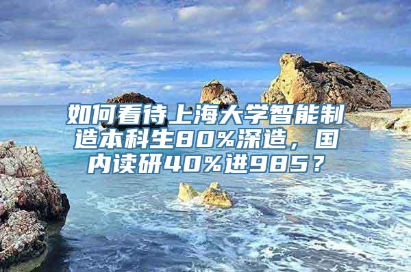 如何看待上海大学智能制造本科生80%深造，国内读研40%进985？