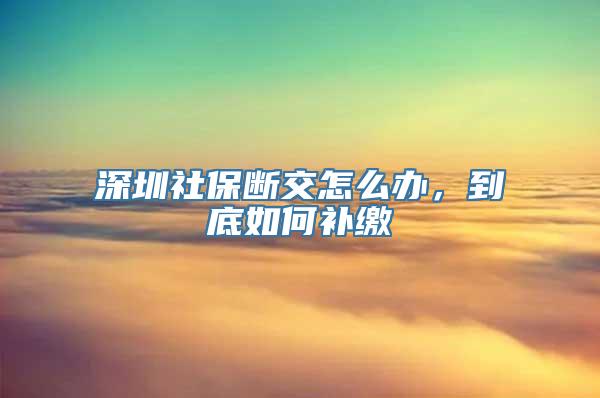 深圳社保断交怎么办，到底如何补缴