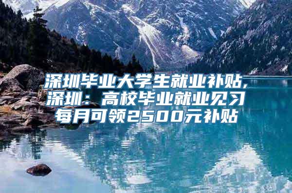 深圳毕业大学生就业补贴,深圳：高校毕业就业见习每月可领2500元补贴