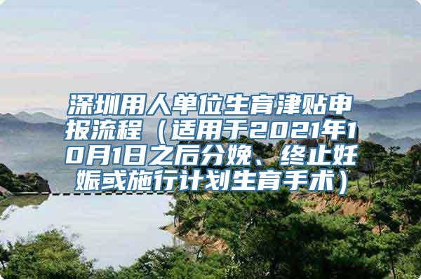 深圳用人单位生育津贴申报流程（适用于2021年10月1日之后分娩、终止妊娠或施行计划生育手术）