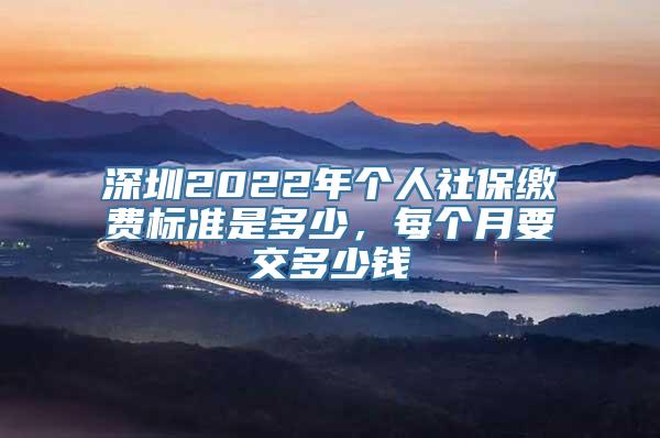 深圳2022年个人社保缴费标准是多少，每个月要交多少钱