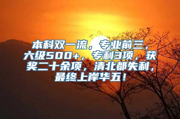 本科双一流，专业前三，六级500+，专利3项，获奖二十余项，清北都失利，最终上岸华五！