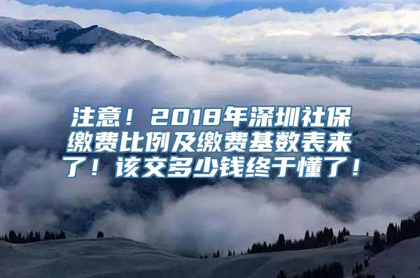 注意！2018年深圳社保缴费比例及缴费基数表来了！该交多少钱终于懂了！