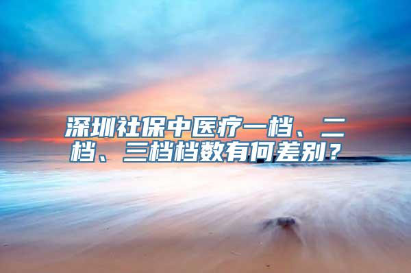 深圳社保中医疗一档、二档、三档档数有何差别？