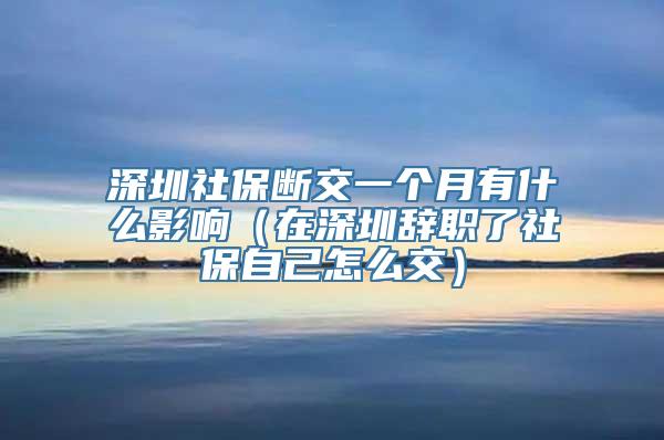 深圳社保断交一个月有什么影响（在深圳辞职了社保自己怎么交）