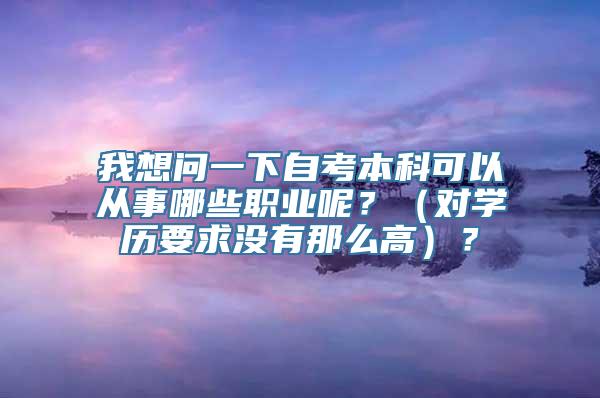 我想问一下自考本科可以从事哪些职业呢？（对学历要求没有那么高）？