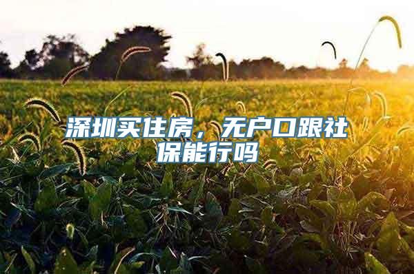 深圳买住房，无户口跟社保能行吗