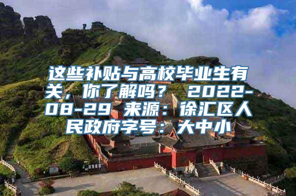 这些补贴与高校毕业生有关，你了解吗？ 2022-08-29 来源：徐汇区人民政府字号：大中小