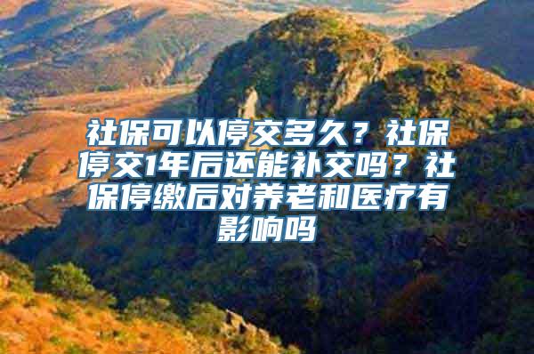 社保可以停交多久？社保停交1年后还能补交吗？社保停缴后对养老和医疗有影响吗