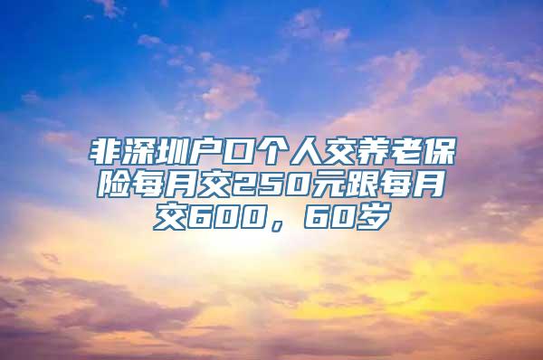 非深圳户口个人交养老保险每月交250元跟每月交600，60岁