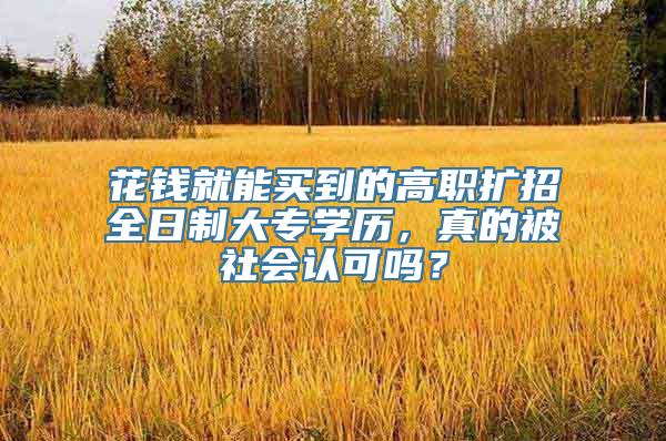 花钱就能买到的高职扩招全日制大专学历，真的被社会认可吗？