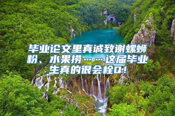 毕业论文里真诚致谢螺蛳粉、水果捞……这届毕业生真的很会栓Q！