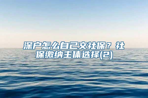 深户怎么自己交社保？社保缴纳主体选择(2)