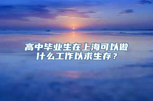 高中毕业生在上海可以做什么工作以求生存？