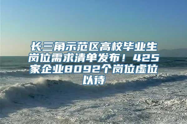 长三角示范区高校毕业生岗位需求清单发布！425家企业8092个岗位虚位以待