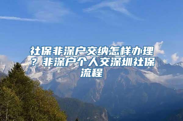 社保非深户交纳怎样办理？非深户个人交深圳社保流程