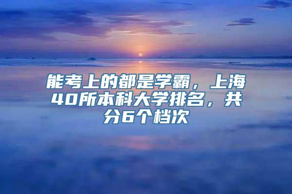 能考上的都是学霸，上海40所本科大学排名，共分6个档次