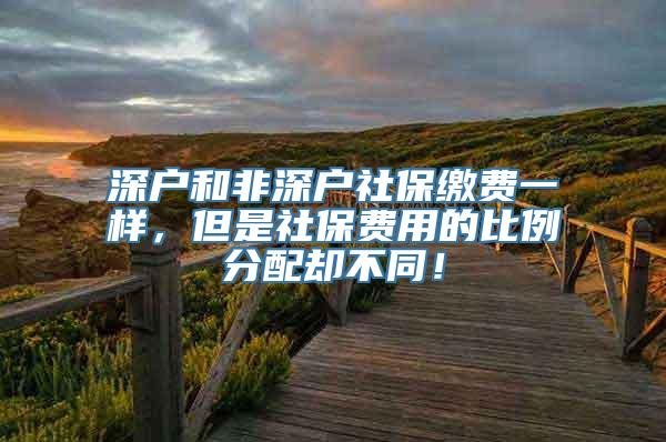 深户和非深户社保缴费一样，但是社保费用的比例分配却不同！