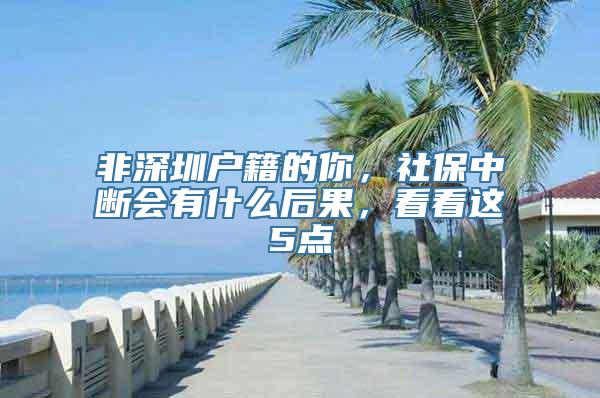 非深圳户籍的你，社保中断会有什么后果，看看这5点