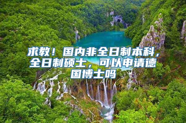 求教！国内非全日制本科，全日制硕士，可以申请德国博士吗