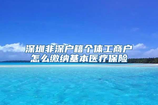 深圳非深户籍个体工商户怎么缴纳基本医疗保险