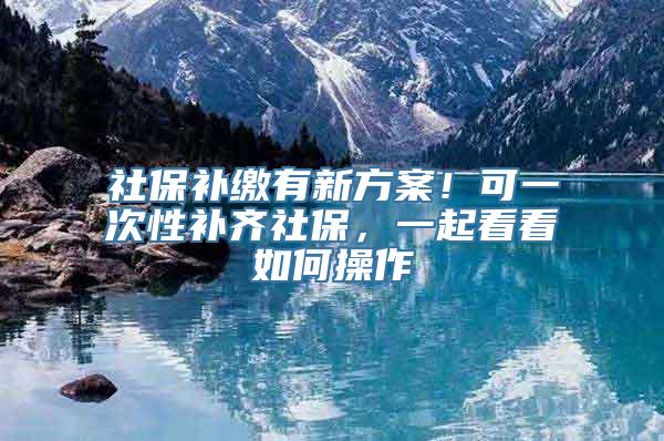 社保补缴有新方案！可一次性补齐社保，一起看看如何操作