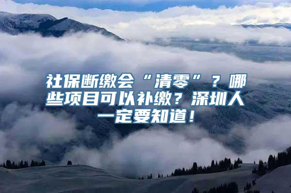 社保断缴会“清零”？哪些项目可以补缴？深圳人一定要知道！