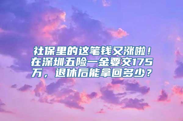 社保里的这笔钱又涨啦！在深圳五险一金要交175万，退休后能拿回多少？