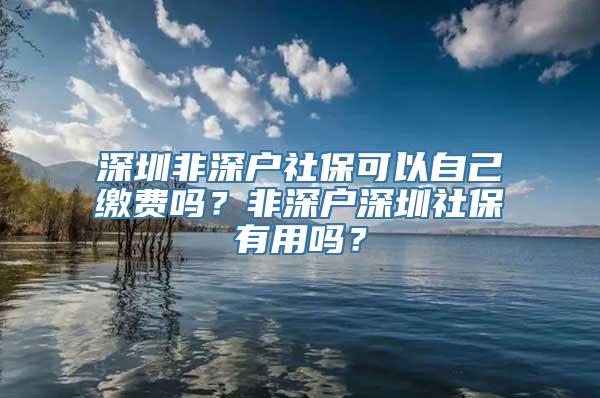 深圳非深户社保可以自己缴费吗？非深户深圳社保有用吗？