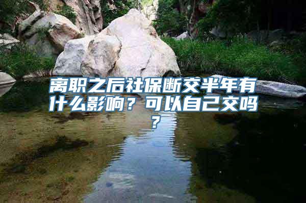 离职之后社保断交半年有什么影响？可以自己交吗？