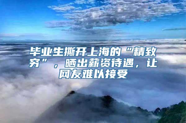 毕业生撕开上海的“精致穷”，晒出薪资待遇，让网友难以接受