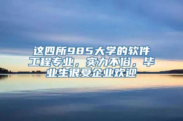 这四所985大学的软件工程专业，实力不俗，毕业生很受企业欢迎