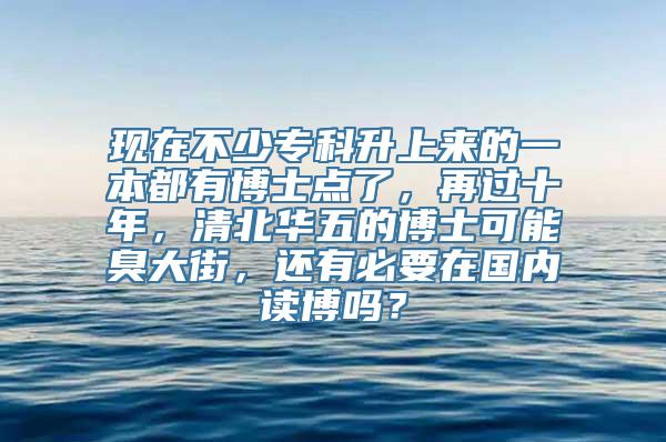 现在不少专科升上来的一本都有博士点了，再过十年，清北华五的博士可能臭大街，还有必要在国内读博吗？