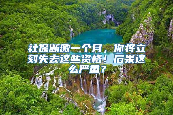 社保断缴一个月，你将立刻失去这些资格！后果这么严重？