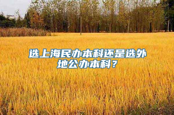 选上海民办本科还是选外地公办本科？