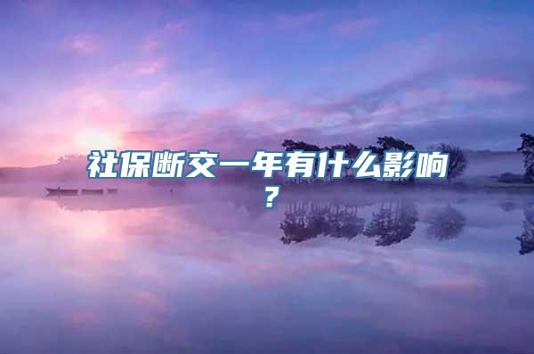 社保断交一年有什么影响？