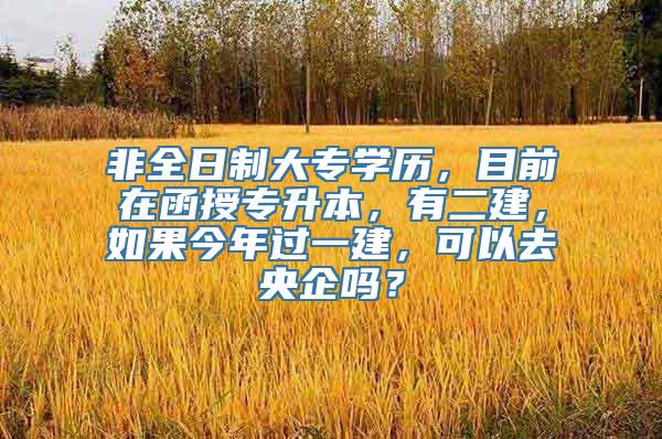 非全日制大专学历，目前在函授专升本，有二建，如果今年过一建，可以去央企吗？