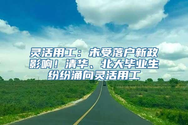 灵活用工：未受落户新政影响！清华、北大毕业生纷纷涌向灵活用工