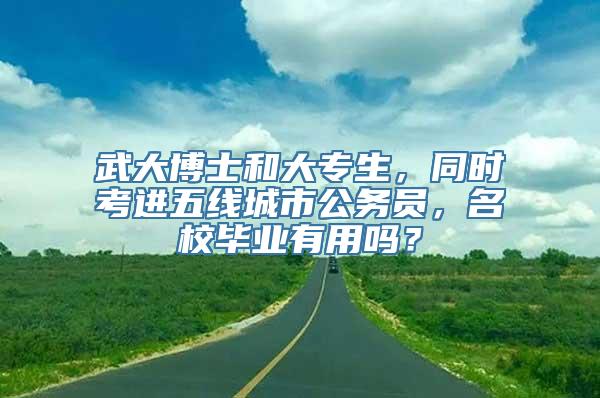 武大博士和大专生，同时考进五线城市公务员，名校毕业有用吗？