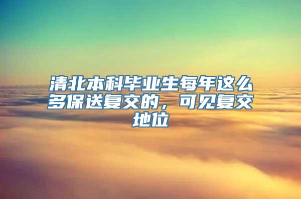 清北本科毕业生每年这么多保送复交的，可见复交地位