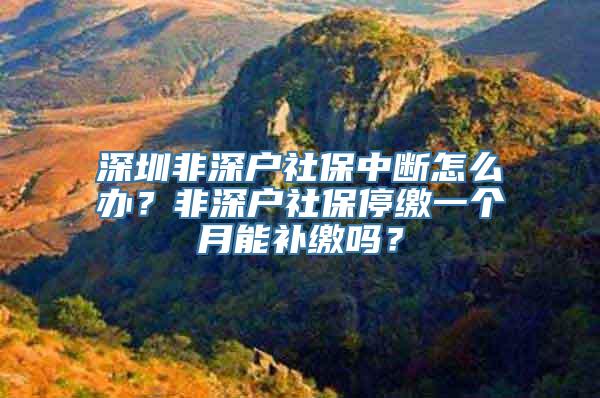 深圳非深户社保中断怎么办？非深户社保停缴一个月能补缴吗？